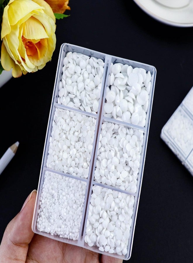 Briskbloom 10000PCS Solid White Rhinestones for Crafts Shoes Clothes Nails, White Flatback Rhinestone Tumbler Bedazzling Kit, Mixed 2/3/4/5/6mm Glue Fix Rhinestone Gems - Image 2